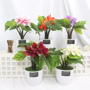 Begonia flower bonsai set imitation ceramic pot simulation fake flower crafts cafe decoration ornaments