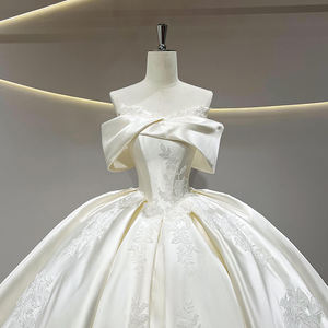 Abito da sposa Jancember JFH50 <span class=keywords><strong>Princess</strong></span> con spalle scoperte, pizzo floreale e linea impero. - Product Image 5