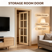 Porte en bois massif non peint avec porte vitrée, panneau de porte en bois uni pour la décoration intérieure du salon d'un appartement