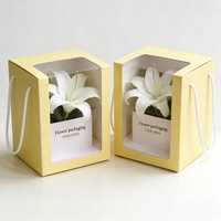 Emballage de fleurs en gros avec poignée, boîtes à fleurs transparentes, bouquet, boîte cadeau pour la fête des mères, la Saint-Valentin