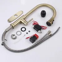 Robinet de cuisine à mouvement plaqué or mat robinet d'eau intelligent à capteur tactile avec couvercle de robinet mitigeur de cuisine poli