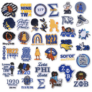 热卖新款蓝色1920 1922德尔塔西格玛 θ 黑色女孩联谊会主题刺绣补丁铁 - Product Image 1