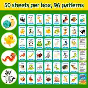 50 Tarjetas de Memoria para Niños, Desarrollo de Habilidades Linguísticas, Tarjetas de Aprendizaje con Dibujos Animados de Animales Lindos para Niños - Product Image 5