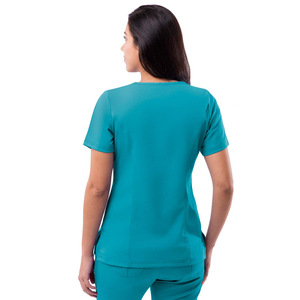 Women's Scrub Suit Split Set High Stretch Short Sleeve Work Uniform For Medical Dental Pet Hospital Use - Product Image 2