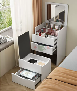 Modern Flip-Top Vanity <strong>Table</strong> with Storage Cabinet for Small Spaces - Product Image 3