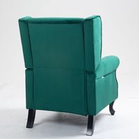 Fauteuil inclinable moderne de luxe pour salon, en tissu velours vert, confortable, inclinaison manuelle, structure en métal