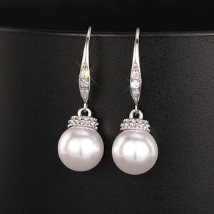 Pendientes de Perlas Falsas en Forma de Bola, Color Blanco, Oro y Plata, con Engaste Redondo AAA, Joyería Clásica para Bodas de Mujer, Modelo E3402 - Product Image 3