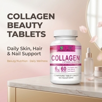 Comprimés de collagène - Peptides de collagène, vitamine C et biotine pour la santé de la peau, des cheveux et des ongles