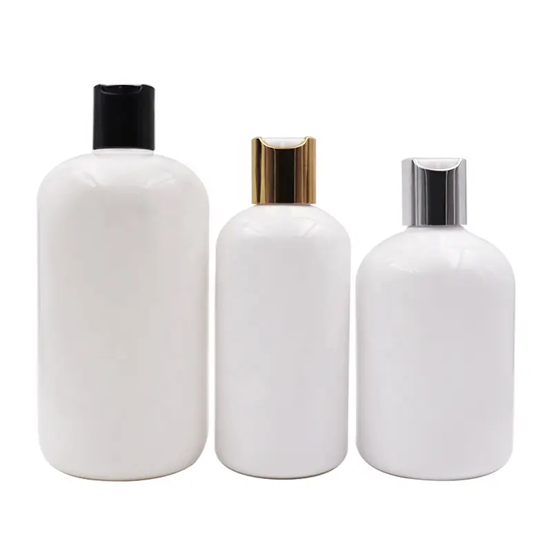 Bottiglie di Shampoo in plastica PET trasparente bianca a forma di grasso corto 250ml 300ml 500ml con tappo a scatto