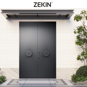 ZEKIN Modern Minimalist Single Double Glazed Aluminum <b>Plate</b> <b>Door</b> 3/4/5/6 Glass Panel Swing Hinged Sidelights for Front Entrance - Product Image 6