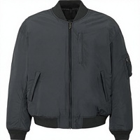 Blouson bomber printemps style streetwear col montant fermeture éclair gris asphalte extérieur polyester unisexe taille M
