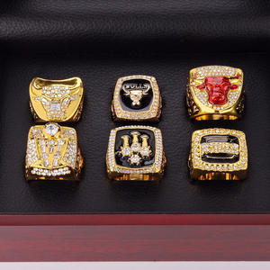 Anillos de Campeonato de Baloncesto de Aleación de Alta Calidad, Juego de 6 Anillos de Plata 925/Chapados en Oro, para Fanáticos de <span class=keywords><strong>Jordan</strong></span>, Conmemorativos, de Colección - Product Image 3