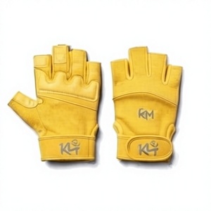 KLTW INT'L Leather <b>Half</b> Finger Breathable Non <b>Slip</b> Padded Workout Gloves Adjustable Wrist Strap Weight Lifting All Seasons - Product Image 1