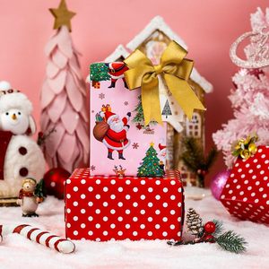 Pink Christmas <b>Wrapping</b> <b>Paper</b> Santa Reindeer Tree Design 46.8 Square Feet Roll Gift Craft Recyclable - Product Image 3