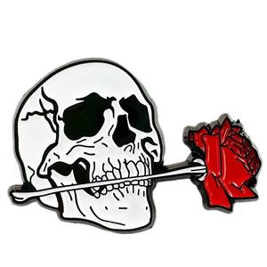 Toptan yaratıcı iskelet kafa Metal yaka rozetleri özel korkunç moda Spooky kişiselleştirilmiş sert yumuşak emaye iğne güller kaplama - Product Image 6