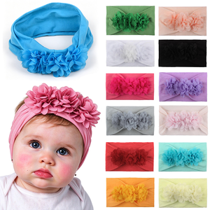 Fascia per capelli larga ed elasticizzata confortevole per neonata, accessorio per foto, regalo di compleanno, da indossare per feste, morbida fascia in nylon chiffon con fiore per neonata - Product Image 1