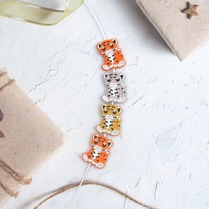 Tout nouveau bébé perles de dentition minuscule tige rongeur de qualité alimentaire bricolage sucette Bracelet d'allaitement forme de tigre perle en vrac - Product Image 4