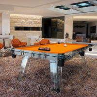 Table de billard en verre trempé cristallin de qualité supérieure, 7, 8 ou 9 pieds, en acier inoxydable, pour club privé de luxe ou domicile