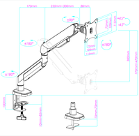 Support de montage de moniteur réglable à bras unique de vente en gros de haute qualité pour écran 17 "-42"