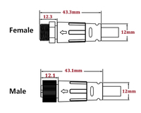 Connecteur étanche mâle-femelle DREAM M12 4 5 6 broches IP68 Câble PVC 24AWG pour capteur et actionneur de machines d'automatisation