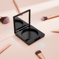 Palette à paupières vide carrée en plastique ABS avec logo personnalisé, couleur unie, étui pour poudre de blush, emballage cosmétique en matériaux recyclés