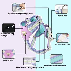 Vendita calda pettorina per cani a righe gilet guinzaglio riflettente senza tiraggio traspirante per cani piccoli/medi/grandi taglia alla moda resistente - Product Image 2