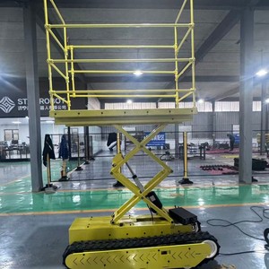 รถยกไฮดรอลิกไฟฟ้าขนาดเล็ก ปรับความสูงได้ รับน้ำหนัก 500 กก. แท่นทำงานเหล็กสำหรับงานอุตสาหกรรม พร้อมราวจับ - Product Image 3