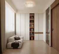 Meubles de chambre à coucher blancs élégants, directement de l'usine, avec coiffeuse à miroir rond pour la décoration intérieure d'appartements modernes