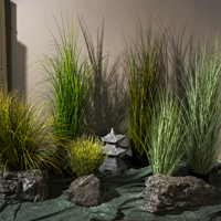 Grosir simulasi tinggi Pampas Reed rumput buatan bunga UV bersertifikat rumput bawang untuk taman dekorasi pernikahan Semak sutra
