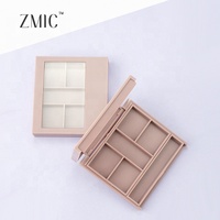 Palette de fards à paupières carrée 5 couleurs avec fenêtre transparente et miroir, palette de maquillage vide marron pour blush, bronzer et illuminateur