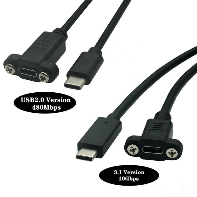 Xput Type C Panel Mount Extension Cable Heavy Duty Chassis Mount USB C Male Female Extension Cord for Cabinet Control Box