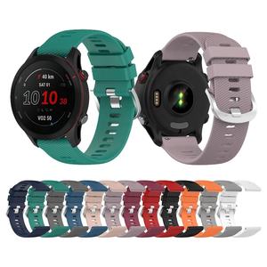 Bracelet à boucle en métal argenté 18mm 20mm 22mm pour <span class=keywords><strong>Garmin</strong></span> Forerunner 255 265S venus <span class=keywords><strong>2</strong></span> Bracelet de montre en Silicone à Grain croisé - Product Image 1