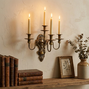 Candelabro <span class=keywords><strong>de</strong></span> <span class=keywords><strong>Pared</strong></span> <span class=keywords><strong>de</strong></span> Hierro con Relieve Tallado en Bronce Estilo Rococó Europeo Antiguo, Magnífico Candelabro con Flores para Decoración <span class=keywords><strong>de</strong></span> <span class=keywords><strong>Pared</strong></span> Interior - Product Image 2