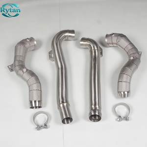 Système de tuyaux de descente Rytan brossés soudés TIG pour Mercedes Benz 2015-2017 <span class=keywords><strong>AMG</strong></span> M178 C190 <span class=keywords><strong>GT</strong></span> GTS GTC GTR 4.0T avec protection thermique - Product Image 1