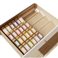 Organisateur de tiroir à épices 4 niveaux en acrylique transparent réglable et extensible 13-26 pouces pour bocaux à épices, insert de tiroir de cuisine