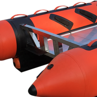 Bateau pneumatique gonflable Goethe Factory GTG430 Thundercat 430 cm rouge en aluminium et PVC pour la dérive, le surf et les sports nautiques, moteur inclus