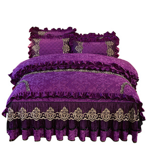 Drap de lit matelassé en velours épais et doux, couvre-lit <span class=keywords><strong>jacquard</strong></span> européen, <span class=keywords><strong>jupe</strong></span> de lit pour chambres à coucher et salons - Product Image 4