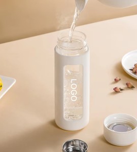 Bouteille d'eau en verre borosilicate haute qualité couleur personnalisée avec infuseur à thé, anti-fuite, 380 ml, design minimaliste pour les sports <span class=keywords><strong>de</strong></span> plein air - Product Image 1