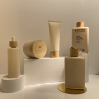 Botol Sedotan Kotak Kosong 250ml dengan Logo Kustom, Pompa Bambu, Botol Sampo Ramah Lingkungan dari Jerami Gandum, Botol Semprot Bambu dari Jerami Gandum