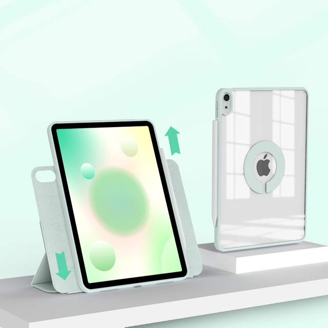 360 Degree Rotatable Magnet Flip Stand Transparent Cear Back for iPad Mini 6