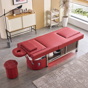 Lettino Elettrico <span class=keywords><strong>per</strong></span> Lavaggio Capelli - Poltrona da Salone con Armadietto Luminoso in Ecopelle <span class=keywords><strong>per</strong></span> Trattamenti Spa e Lavaggio Capelli - Product Image 2