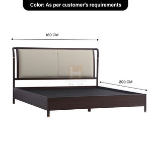 Nouveau lit <span class=keywords><strong>coffre</strong></span> Hengxiang de style chinois avec cadre en bois de bouleau, tête de lit rembourrée en PU et <span class=keywords><strong>sommier</strong></span> tapissier de haute qualité, personnalisable pour hôtel - Product Image 5