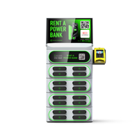 Machine à empiler 16 emplacements avec partage de codes QR par application Station de location de batterie externe mobile Chargement de téléphone Casiers de magasin de vente debout
