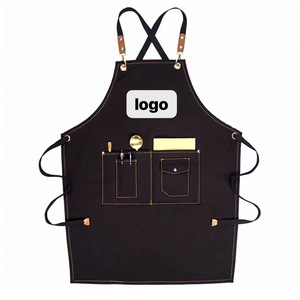 Vendita calda tela di cotone Logo personalizzato 3 dimensioni grembiule cucina <span class=keywords><strong>chef</strong></span> multifunzione regolabile grembiule con tasche - Product Image 6
