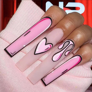 Acrílico grueso personalizadoCorto estilo francés ABS acrílico a presión <span class=keywords><strong>uñas</strong></span> reutilizables impresas falsas cuadradas <span class=keywords><strong>uñas</strong></span> artificiales para mujeres - Product Image 6