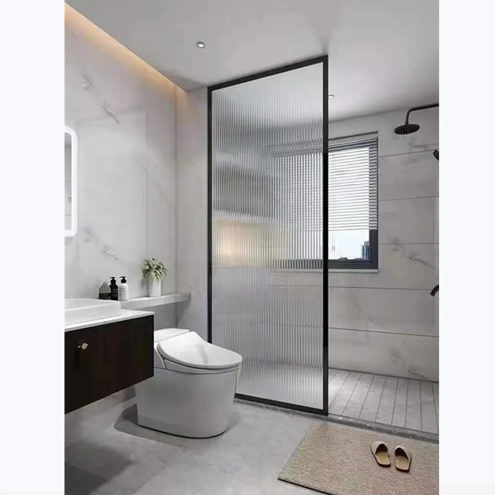 DAIYA Tempered Glass Bath Room Doors Adjustable Semi Frameless Shower Screen with 10mm glass black
