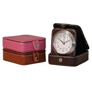 LG2031 Leather Needle Table and Travel Clock Customized Printing Portable Travel Clock