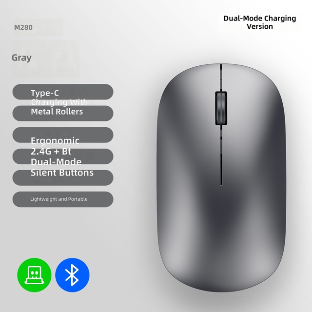 Hot Sale Instock 2.4g Wireless Dual Mode Type C Rechargeable Ultrathin Office Mouse 4D DPI1600 Home Charging Mice