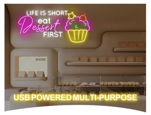La vita è breve mangiare il Dessert prima insegna al Neon, decorazione murale del negozio di dolci, forno per Cupcake luci Led Custom insegne al Neon - Product Image 6