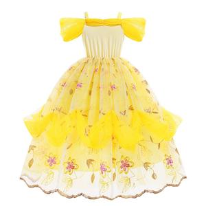AmzBarley Halloween Cosplay Princesse <span class=keywords><strong>Belle</strong></span> Robe pour Beauty and Beast Movie Costumes Enfants Fancy Birthday Party Robe jaune - Product Image 3
